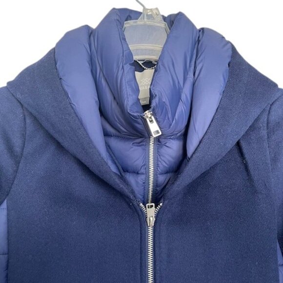 Soia & Kyo Womens Viviana Wool Blend and Quilted Puffer Hooded Coat in Lapis Lrg - Picture 9 of 16